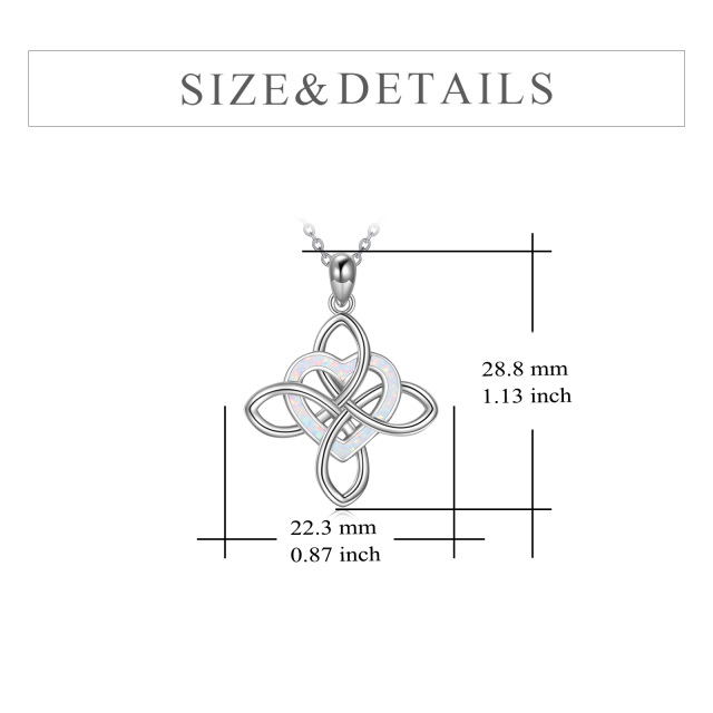 Sterling Silver Opal Celtic Knot & Heart Pendant Necklace-4