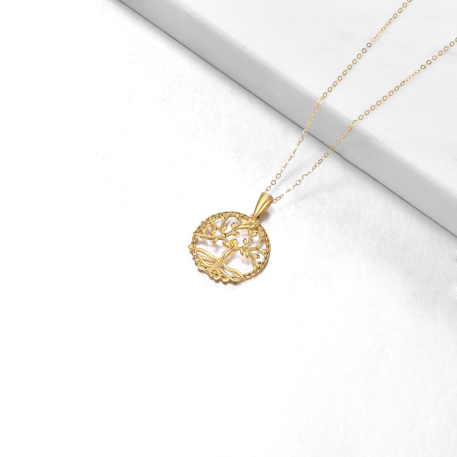 14K Gold Tree Of Life Pendant Necklace with Cable Chain-4