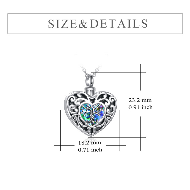Sterling Silver Heart Shaped Abalone Shellfish Tree Of Life Urn Necklace for Ashes with Engraved Word-4