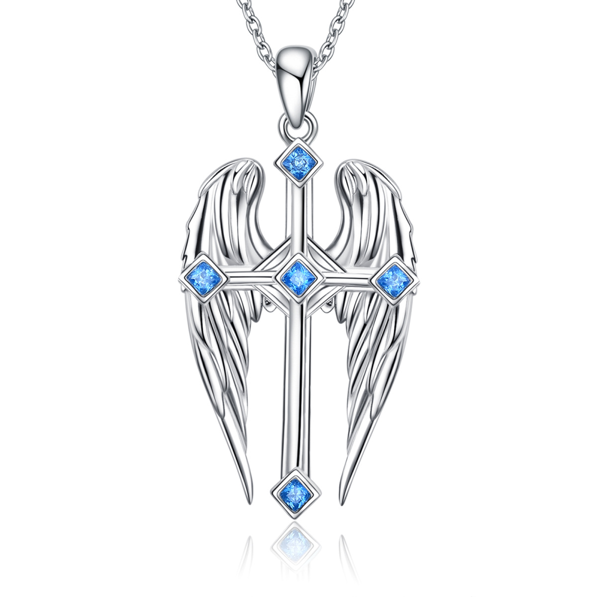 Collier en argent sterling avec pendentif croix en zircon-1