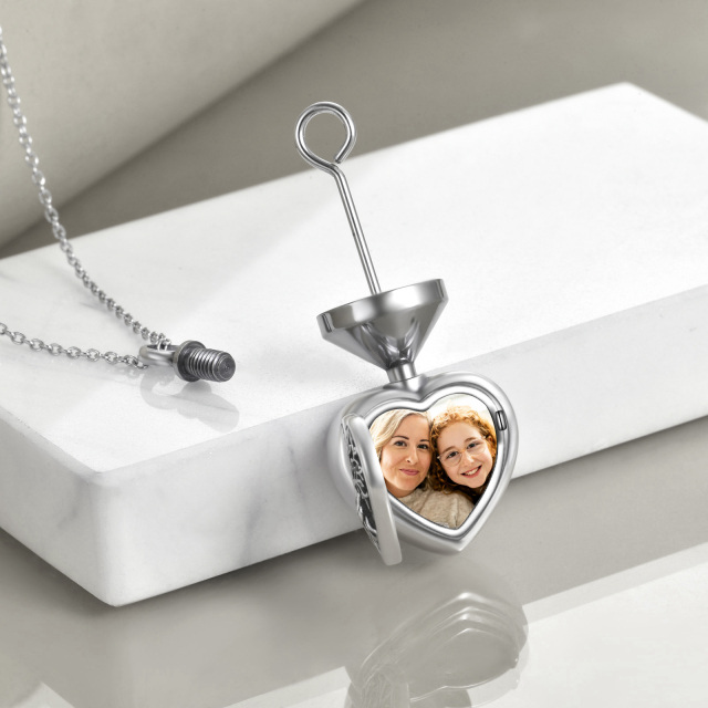 Plata de ley Árbol de la Vida Corazón Personalizado Foto Relicario Urna Collar para cenizas-3