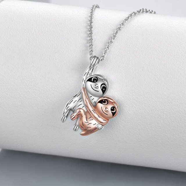 Sterling Silver Two-tone Sloth Pendant Necklace-2