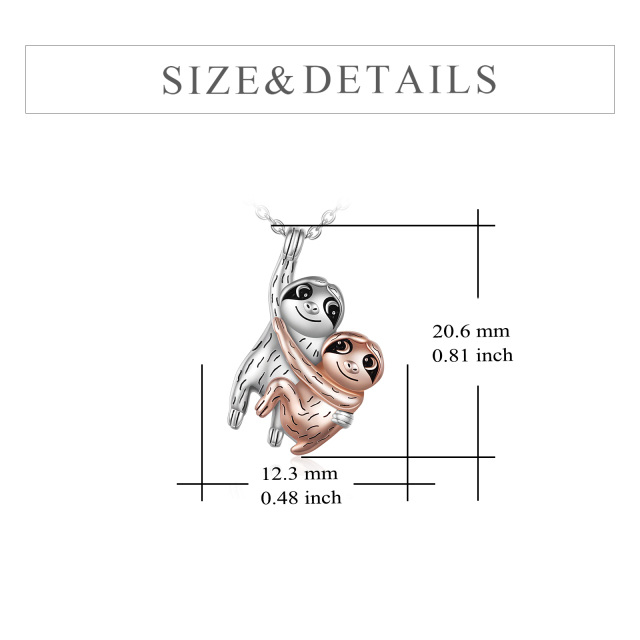 Sterling Silver Two-tone Sloth Pendant Necklace-4