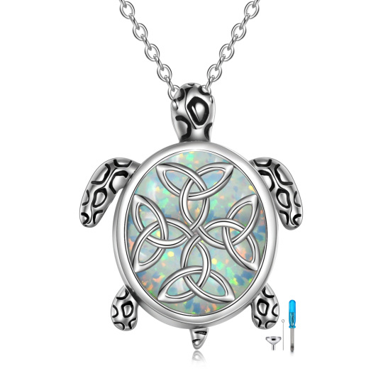 Collier d'urne de tortue opale en argent sterling pour bijoux de crémation de cendres