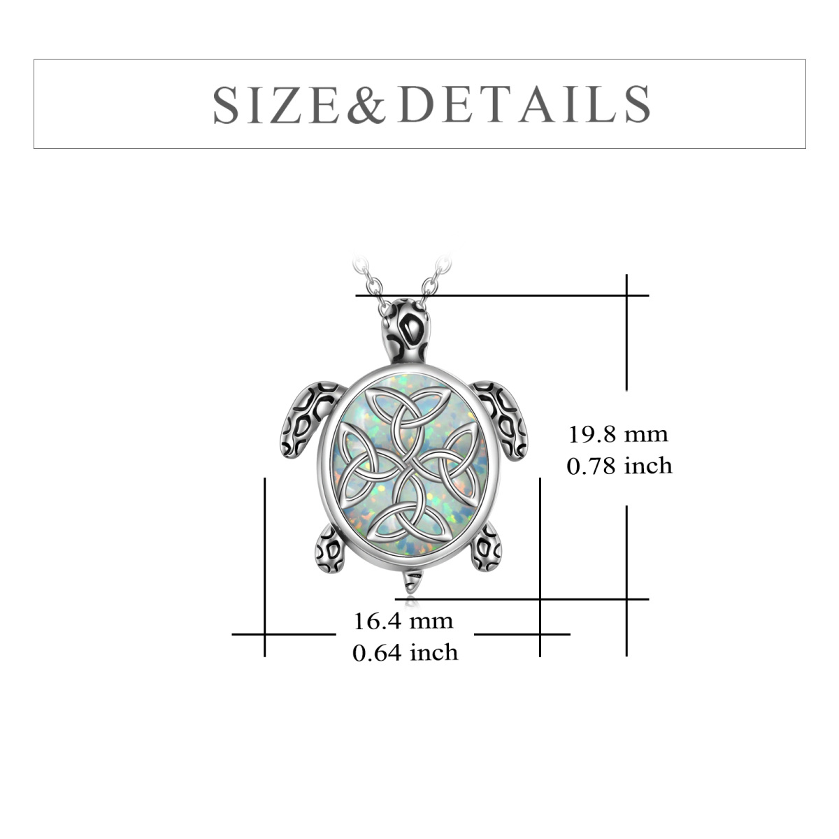 Urnenhalskette aus ovalem Sterlingsilber mit Opalschildkröte für die Asche-6