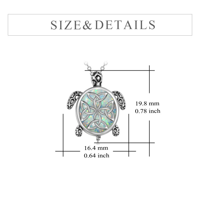 Sterling Silver Oval Shaped Opal Turtle Urn Necklace for Ashes-5