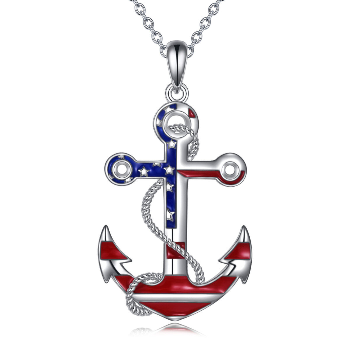 Sterling Silver Anchor Pendant Necklace-1