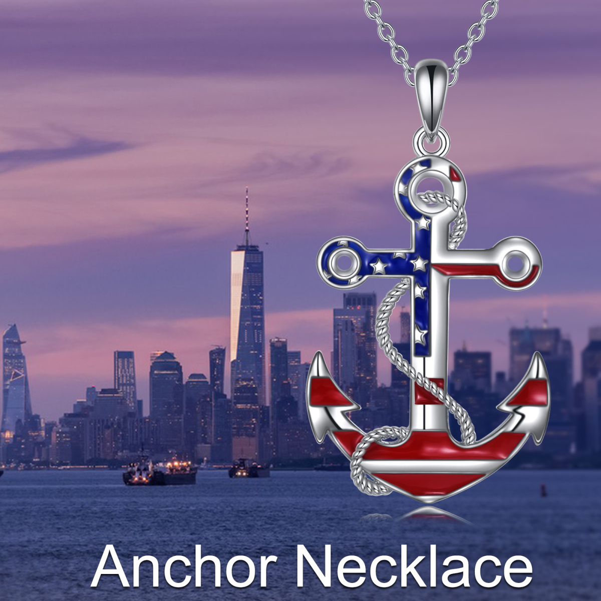 Sterling Silver Anchor Pendant Necklace-6