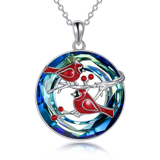 Sterling Silver Cardinal Crystal Pendant Necklace-1