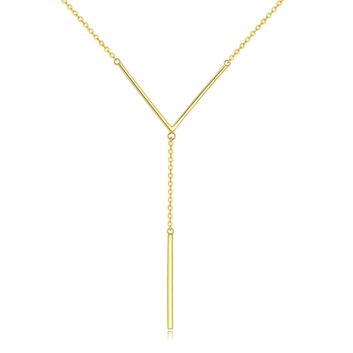 Nicht verstellbare Y-Halskette aus Sterlingsilber mit gelbvergoldetem Balken-1