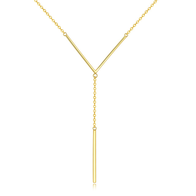 Collier en Y non réglable en argent sterling avec barre plaquée or jaune-0