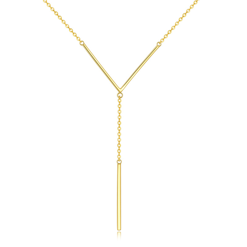 Sterling Silver with Yellow Gold Plated Bar Non-adjustable Y-Necklace