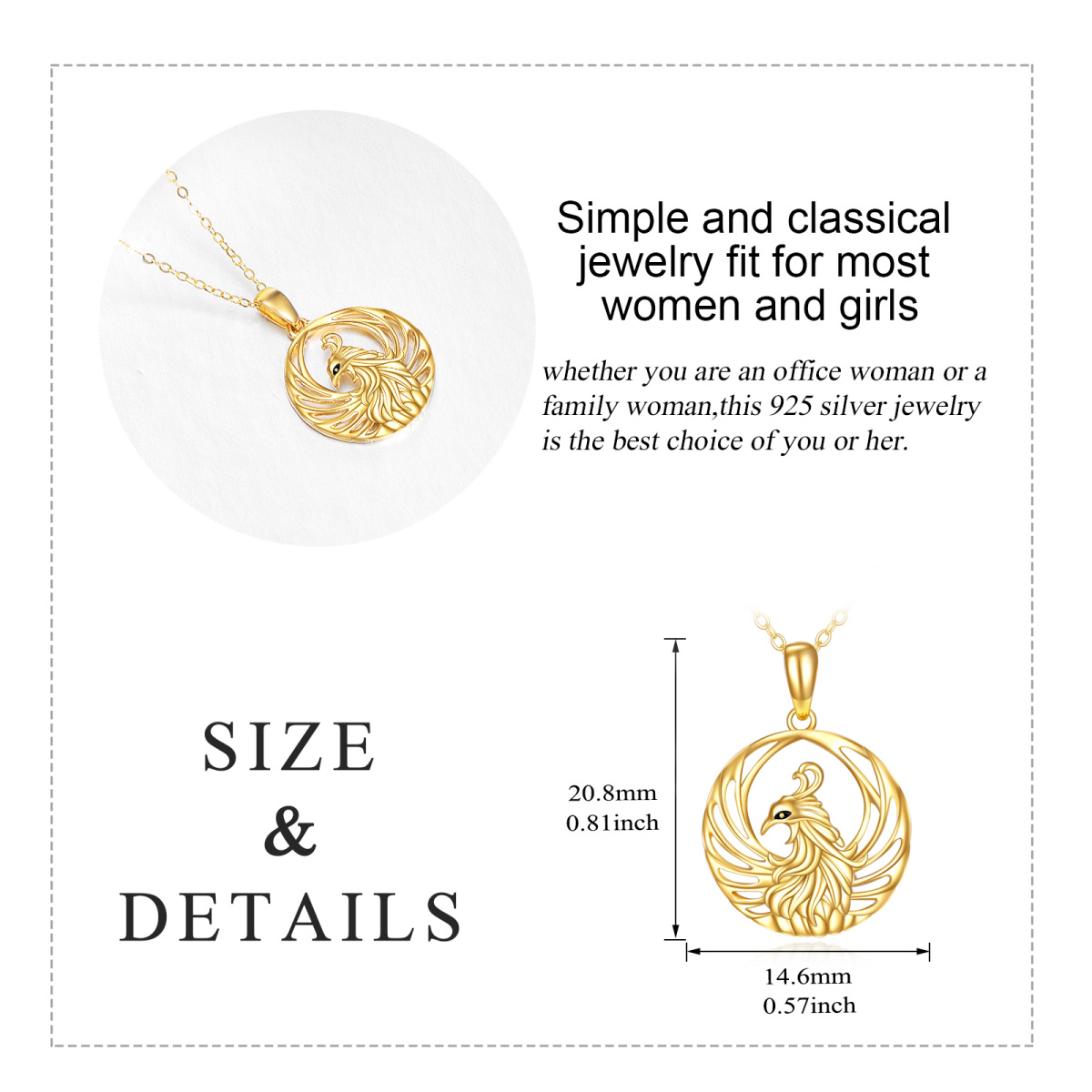 14K Gold Phoenix Pendant Necklace-6