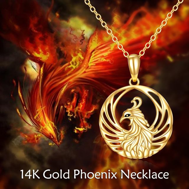 14K Gold Phoenix Pendant Necklace-4