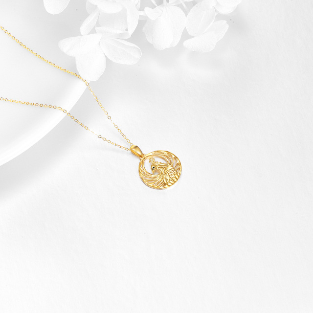 Colar com pendente Fénix em ouro de 14K-3