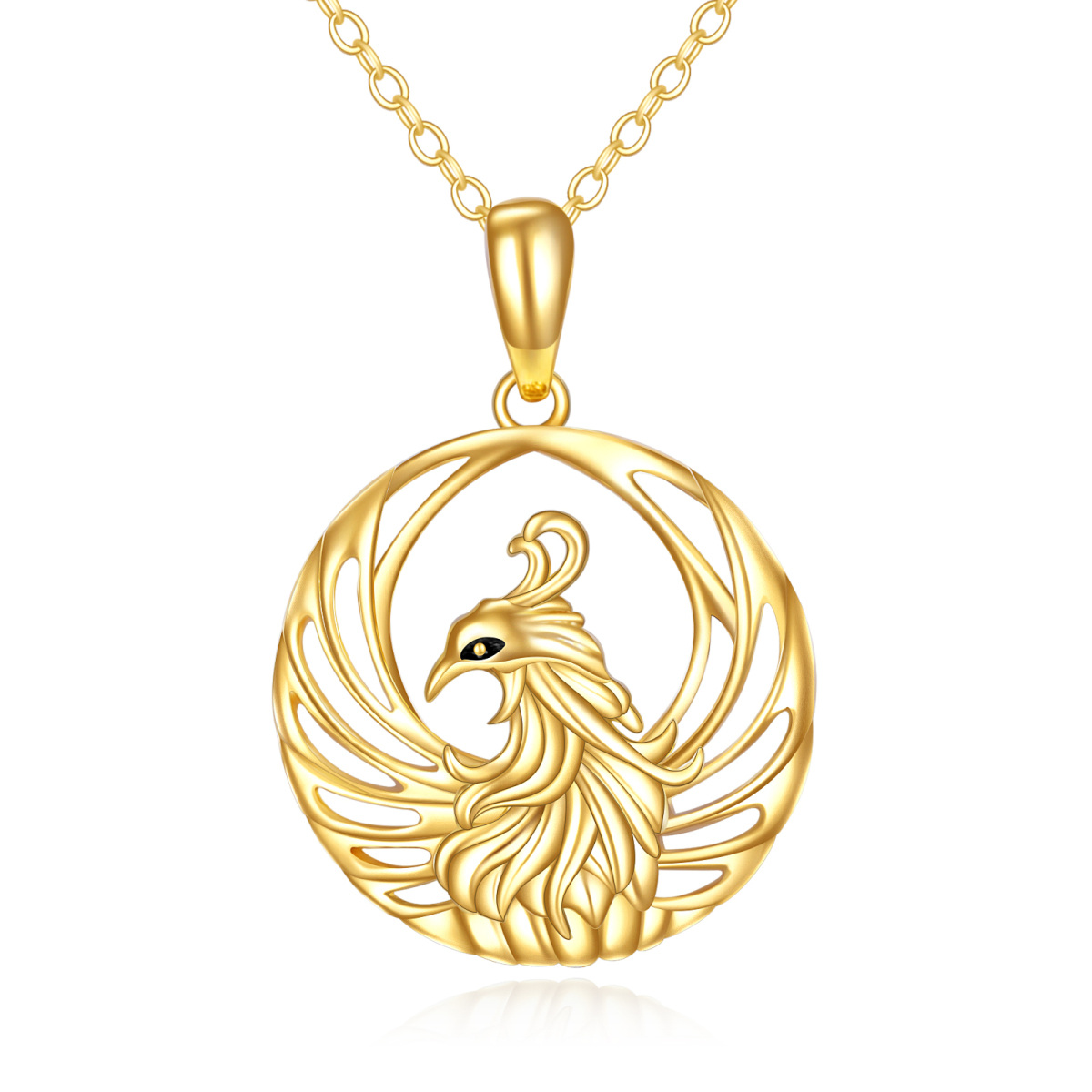 14K Gold Phoenix Pendant Necklace-1