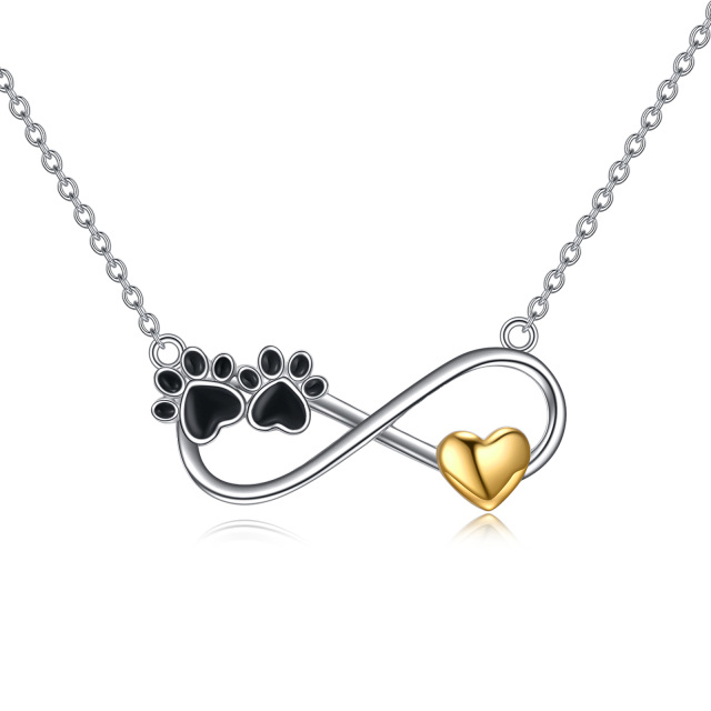 Sterling Silver Two-tone Infinite Symbol Pendant Necklace-0