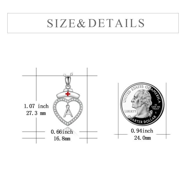 Collier en argent sterling avec pendentif lettre initiale A et zircone cubique personnalis-4