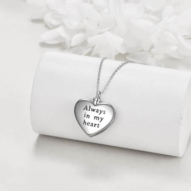 Sterling Silver Tri-tone Dog & Footprints & Heart Urn Necklace for Ashes with Engraved Word-3