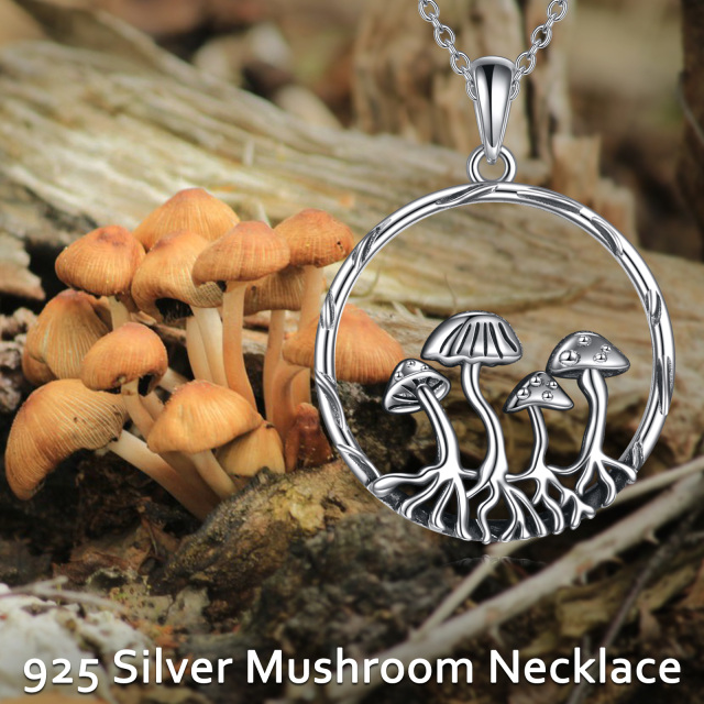 Sterling Silver Mushroom Pendant Necklace-4