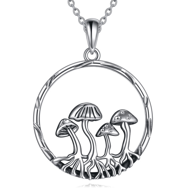 Sterling Silver Mushroom Pendant Necklace-0