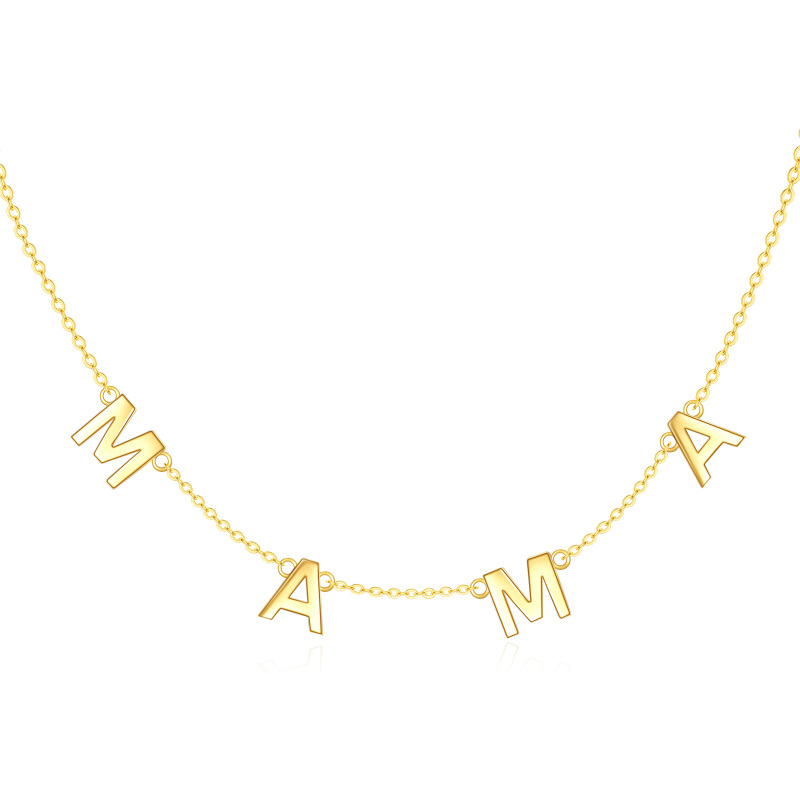 14K Gold Personalized Initial Letter Metal Choker Necklace