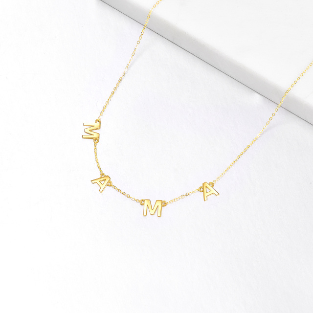 14K Gold Personalized Initial Letter Metal Choker Necklace-2