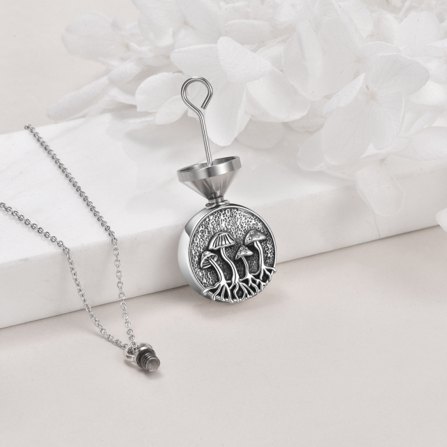 Sterling Silver Mushroom Urn Necklace for Ashes with Engraved Word-3