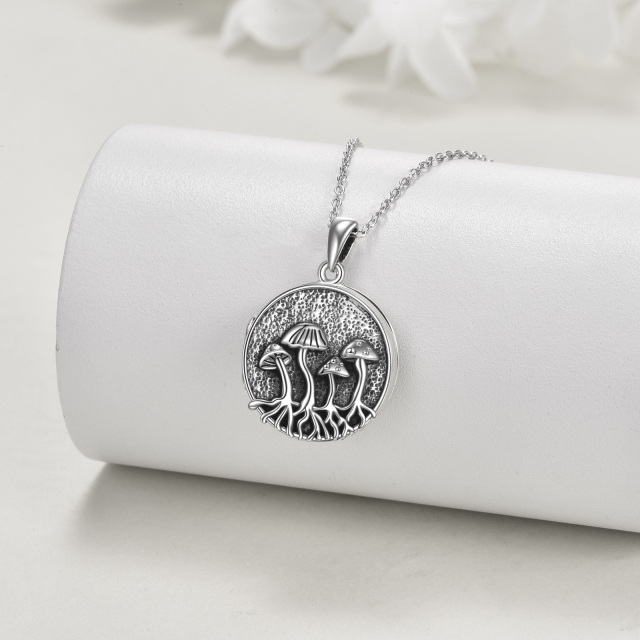 Sterling Silver Mushroom Personalized Photo Locket Necklace-3