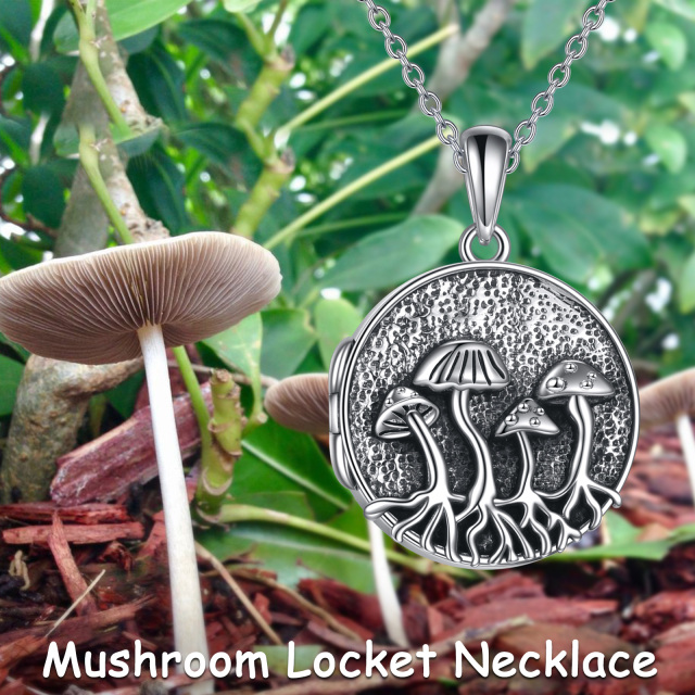 Sterling Silver Mushroom Personalized Photo Locket Necklace-5