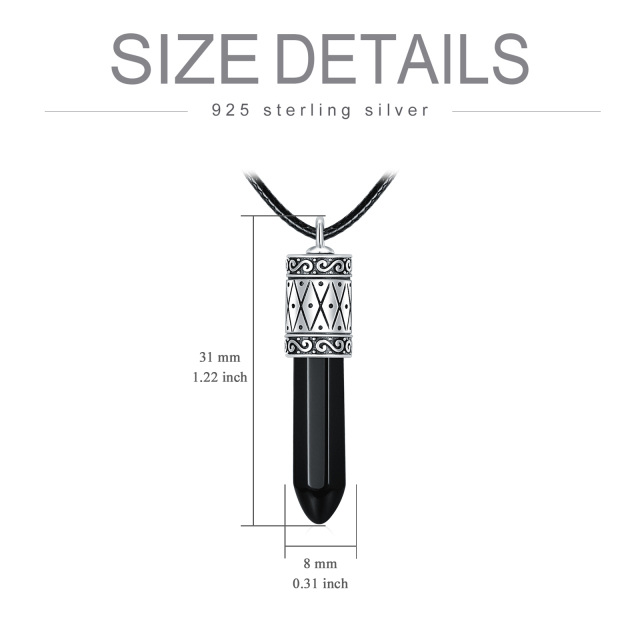 Sterling Silber Achat Bullet Urn Halskette für Asche-4
