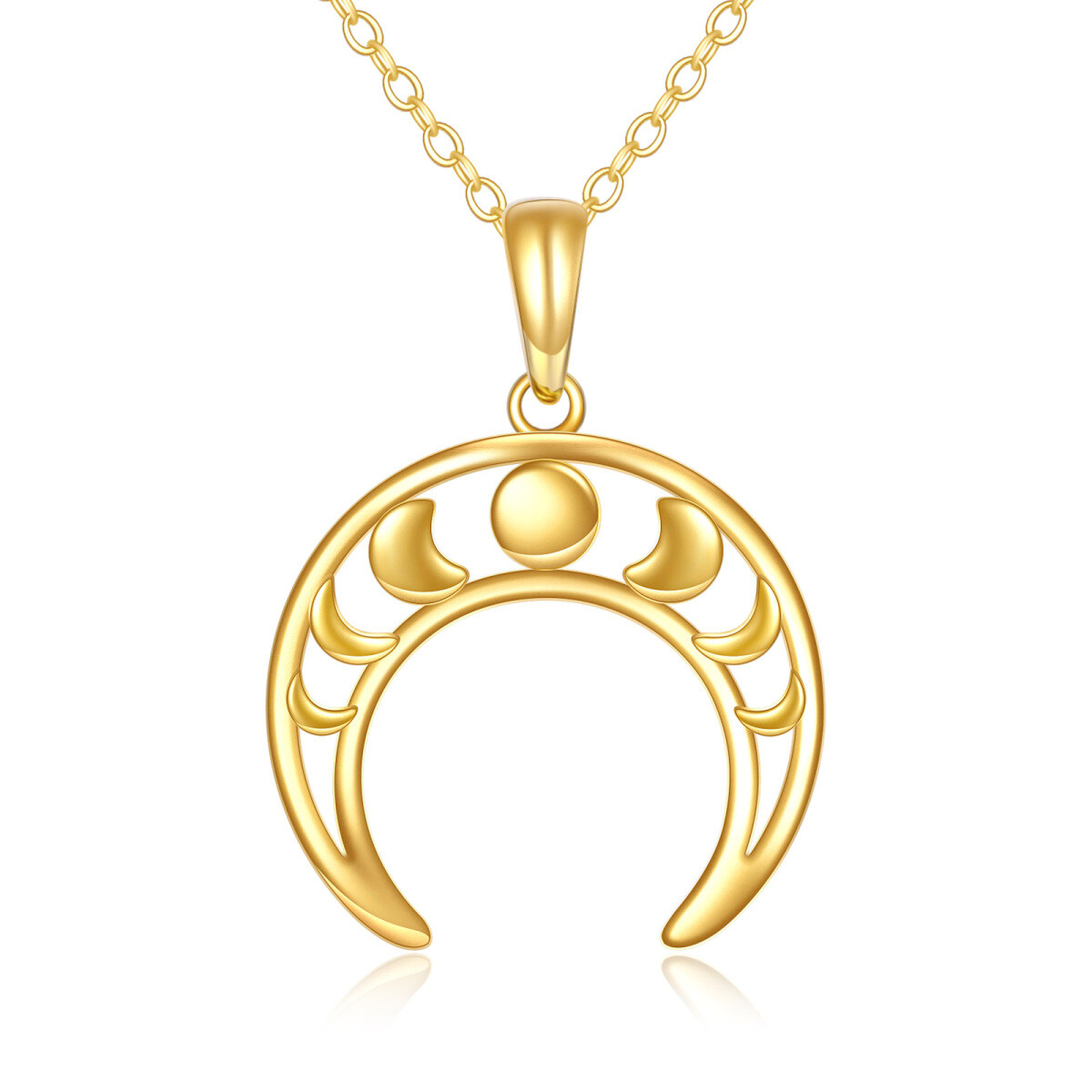 14K Gold Moon Pendant Necklace-1