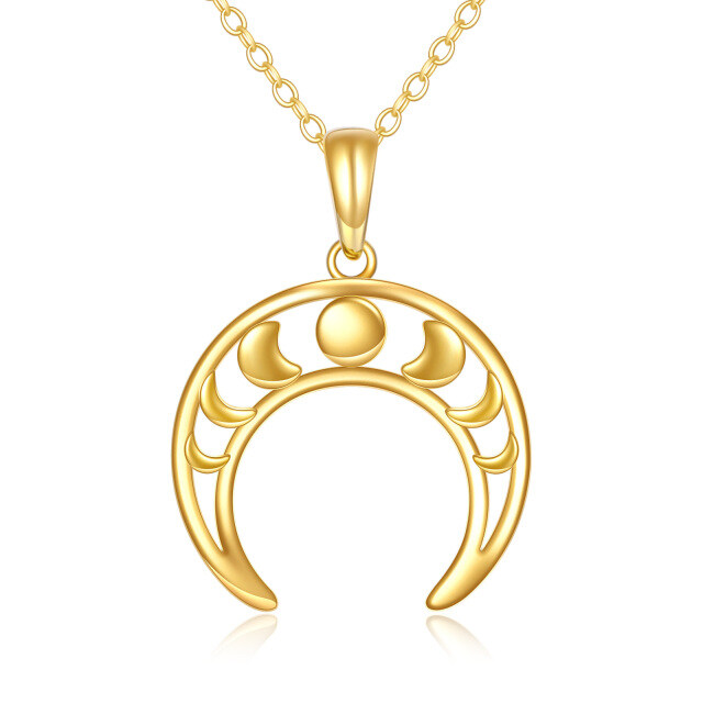 14K Gold Mond-Anhänger Halskette-0