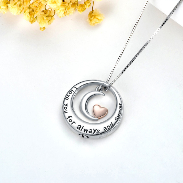 Sterling Silver Two-tone Moon Urn Necklace for Ashes with Engraved Word-3