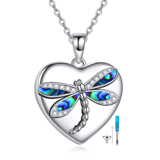 Sterling Silver Abalone Shellfish Dragonfly Urn Necklace for Ashes-0