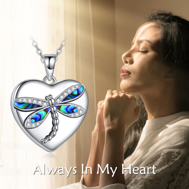 Sterling Silver Abalone Shellfish Dragonfly Urn Necklace for Ashes-2