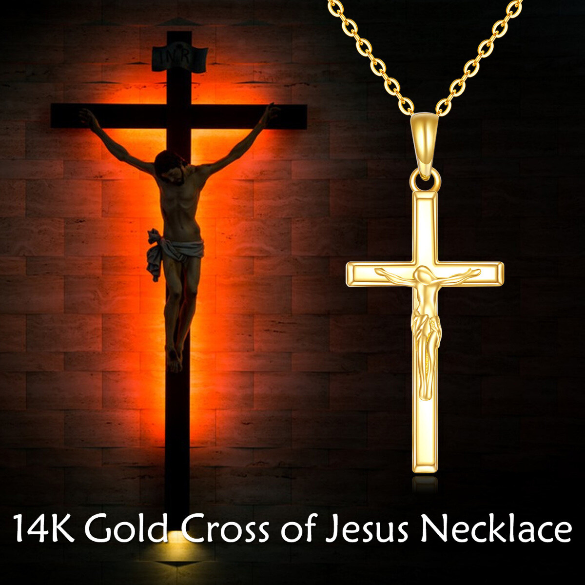 14K Gold Cross Pendant Necklace-5