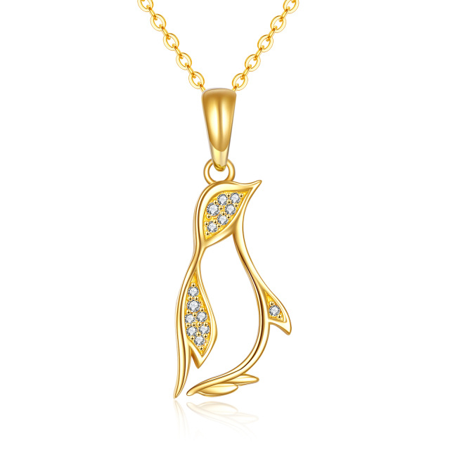 14K Gold Cubic Zirconia Penguin Pendant Necklace-5