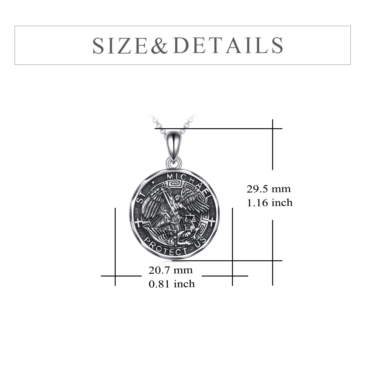 Sterling Silver St Michael Protect Us Pendant Necklace for Men-5