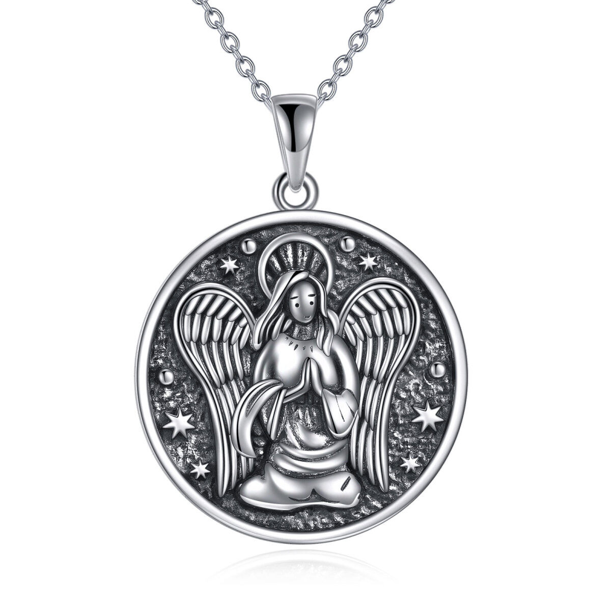 Sterling Silver Angel Pendant Necklace-1