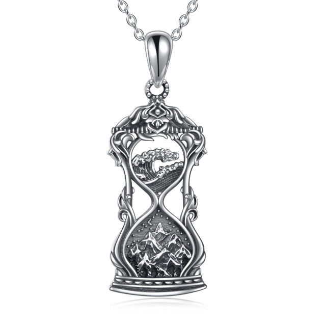 Sterling Silver Mountains & Spray Pendant Necklace-0