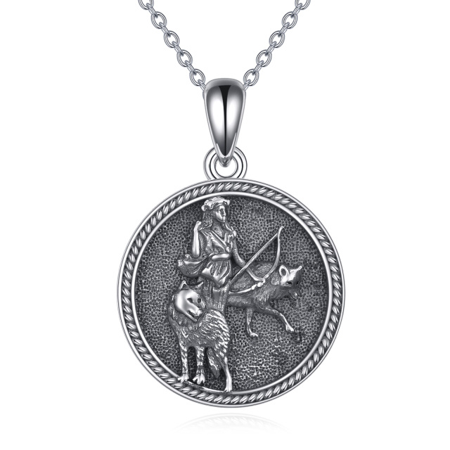 Sterling Silver Artemis Goddess Pendant Necklace-1