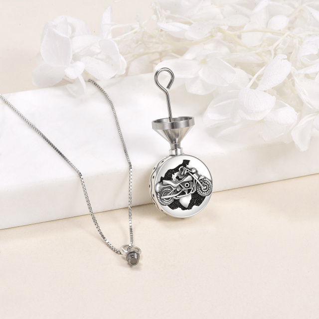 Sterling Silver Motorcycles Urn Necklace for Ashes-3