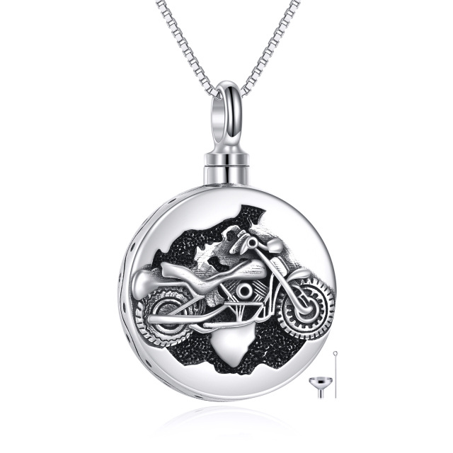 Sterling Silver Motorcycles Urn Necklace for Ashes-1