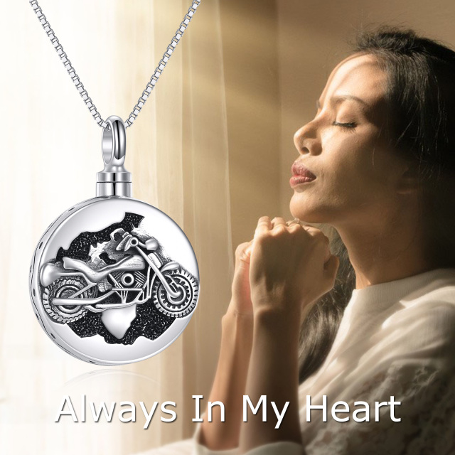Sterling Silver Motorcycles Urn Necklace for Ashes-6