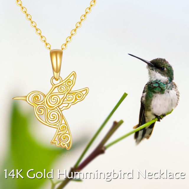 14K Gold Hummingbird Pendant Necklace-4