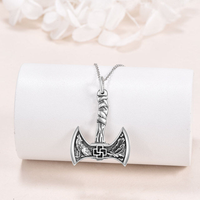 Sterling Silver Thor's Hammer Pendant Necklace-2