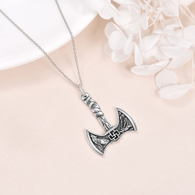 Sterling Silver Thor's Hammer Pendant Necklace-3