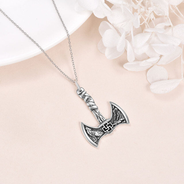 Sterling Silver Thor's Hammer Pendant Necklace-4