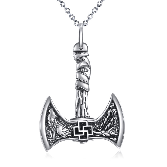 Sterling Silber Thor's Hammer Anhänger Halskette-0